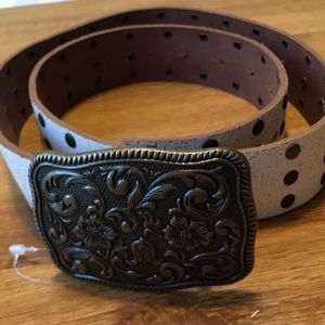 Belt White Distressed Leather Belt NWT